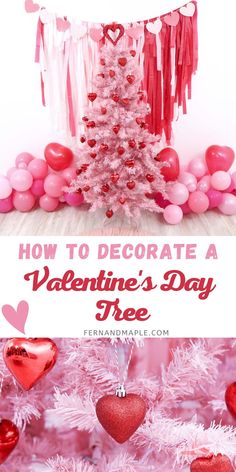 valentine's day tree decorated with pink and red balloons