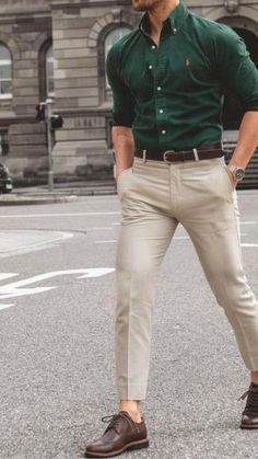 "Sleek Men’s Outfit for Day Out: Brown and Beige Ensemble"Description: "Make a sleek fashion statement with this polished yet casual look. Featuring a dark brown shirt and beige pants, paired with fresh white sneakers, this outfit is perfect for a stylish day out. #DayOutStyle #SleekMensFashion #CasualChicMen"Tags: #MensDayOutfit #CasualAndSleek #BeigePantsLook #MensStyleEssentials #PolishedFashion #MinimalLookForMen #TrendyMen Lingerie Top Outfit, Office Outfit Men, Business Casual Men Work, Outfits For The Office, Formal Dress For Men, Men Fashion 2020, Khaki Pants Outfit