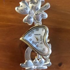 Fashion Watch Never Used. Floral Design. Vintage Stainless Steel Watch Accessories, Vintage Silver Adjustable Watch Bands, Vintage Adjustable Metal Watch Accessories, Silver Retro Collectible Watch, Floral Watches, Accessories Watches, Fashion Watches, High Tops, Floral Design