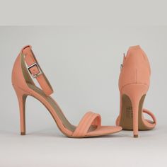 Emily Peach Sandal-Coral Peach Heels, Peach Sandals, Peach Shoes, Coral Heels, Coral Shoes, Pink Sandals Heels, Denim Heels, Orange Sneakers, Colorful Heels