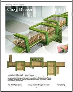 a brochure with an image of some animals in cages and grass growing on them