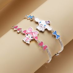 Style: Korean Style/Korean Style Fashion Element: Cartoon Mens Bracelet Fashion, Bracelets Design, Kawaii Accessories, Hello Kitty Items, Bee Charms, Girl Jewelry, Enamel Bracelet, Unique Jewelry Designs, Girly Jewelry