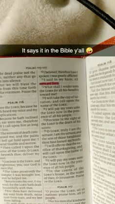 an open bible with the words it says it in the bible y'all