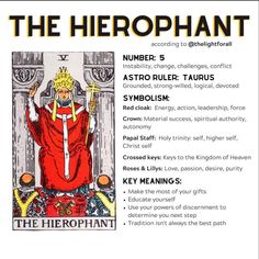 the herohant tarot card is shown in black and white