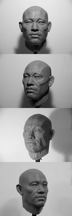 three different views of the head and neck of a person with multiple angles to show it