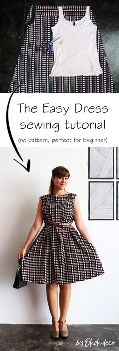 the easy dress sewing pattern for beginners with instructions to sew and how to make it