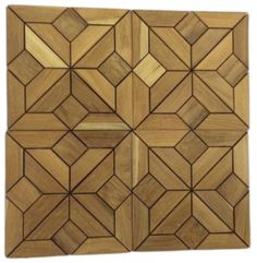 a wooden wall panel with geometric designs on it