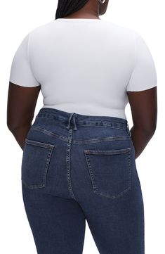 Designed to fit every body, these shapely skinnies feature a cool indigo wash and a smoothing high waist. 28 1/2" inseam; 10" leg opening; 10 1/2" front rise; 15" back rise (size 8) Zip fly with button closure Five-pocket style 98% organic cotton, 2% elastane Machine wash, line dry Imported Women's Clothing Organic Content Standard (OCS)–certified. OCS uses third-party verification to confirm the amount of organically grown material in a final product OEKO-TEX®–certified materials free of harmfu Versatile Fitted Denim Tops, Fitted Denim Tops, Dark Wash Stretch Cropped Tops, Dark Wash Cropped Stretch Tops, Cropped Dark Wash Stretch Tops, Medium Wash Cropped Fitted Jeans, Fitted Cropped Dark Wash Jeans, Fitted Cropped Denim Blue Bottoms, Fitted Dark Wash Bottoms With 5-inch Inseam