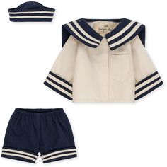 Doll sailor suit made in 100% organic cotton. Fits a 16" doll. 3yr+ Dress Blues, Sailor Stripes, Sailor Hat, Marine Uniform, Sailor Suit, Short Blouses, Bloomers Shorts, Sailor Fashion, Essential Dress