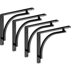 four black metal brackets on a white background