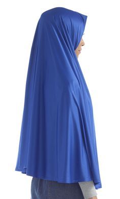 Royal Blue, Poly Knit, Short Khimar with Stretch Modest Wear, Knit Short, Knit Shorts, Royal Blue, Neck Dress, High Neck, High Neck Dress, Knitting, How To Wear