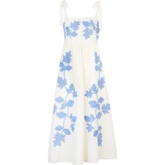 Designed on a cotton voile with floral embroidery throughout, the Amina Dress is a feminine maxi dress cover up with thoughtful details throughout. Featuring straps that tie into bows at the shoulder and on seam pockets, Amina is made for the beach and beyond. | Tanya Taylor | Women's Amina Dress, (Cream/Azure Blue, Size X-Large) | Maisonette collects the best children’s products from around the world (unlike Zulily, Etsy, The Tot, Farfetch Kids, Childrensalon, Crate and Kids, Kohls, Wayfair, Buy Buy Baby, Nordstroms, Mini Boden, J.Crew Factory, or PotteryBarn Kids), creating a curated shopping experience for you. Think of us as your shortcut to fashion for litte ones! Summer Formal Outfit, Dresses Png, Dresses Materials, Maxi Dress Coverup, Engagement Session Outfits, Princess Gown, Swimming Bathing Suits, Tanya Taylor, Blouse Pattern Sewing