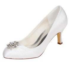 Close Toe Stiletto Heel Charmeuse Wedding Shoes With Rhinestone Elegant Wedding Shoes With Rhinestones For Bride, Elegant Rhinestone Wedding Shoes For Bride, Bridal Wedding Shoes, Bridesmaid Shoes, Ball Gown Dresses, Gown Dress, Wedding Bridesmaids, Stiletto Heel, Ball Gown