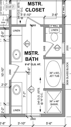 the floor plan for a bathroom with measurements