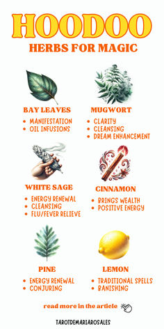 a poster with the words hoodoo herbs for magic