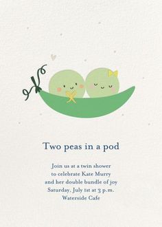 two peas in a pod baby shower card