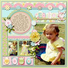 Easter Baby Scrapbook Pages, Holiday Scrapbook, Baby Layouts, Kids Scrapbook, Photo Layouts, Scrapbook Sketches, Photo Scrapbook, Scrapbook Page Layouts