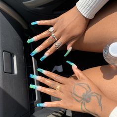 Nails For Black Skin, Green Acrylic Nails, Simple Acrylic Nails