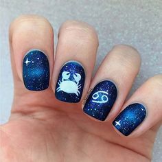 Zodiac Nail Designs, Nails Star, Birthday Nail Designs, Birthday Nail, Snowflake Nail Art, Hacks Beauty, Holiday Nail Designs, Edgy Nails, Vacation Nails