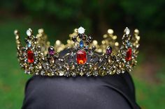 This stunning Tiara Crown is crafted from tarnish resistant zinc alloy and intricately decorated with crystals to create an elegant look ideal for any special occasion, including weddings, quinceañeras, birthdays, pageants and more. Total circumference of the crown is 12.5 inches sitting at 2.1 inches tall at the highest peak. It will arrive with a width of 6.2 inches  **WEARING YOUR CROWN OR TIARA** Most pieces are adjustable by carefully bending and separating the ends to desired fit. Loops ar Ruby Crown, Crown Birthday, Red Crown, Tiara Crown, Crystal Crown, Tiaras And Crowns, Red Ruby, Wedding Hair Accessories, Wedding Gift