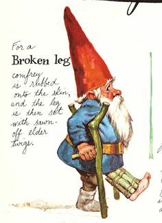 an old fashioned christmas card with a gnome holding a broom and writing on it,