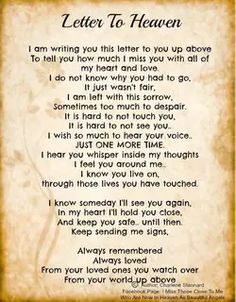 a poem written on parchment paper with the words'letter to heaven '