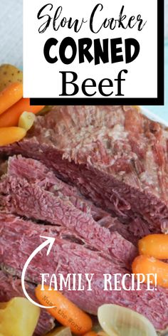 slow cooker corned beef recipe with carrots and celery on the side