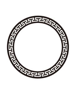 a black and white circular frame with an ornament in the middle