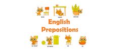 an english prepositions poster with cats and other things in the same language on it