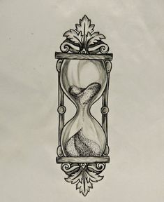 a drawing of an hourglass with sand in it