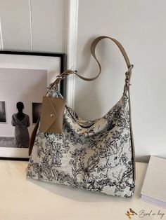 BirdinBag - Floral Vintage Shoulder Bag: Large Capacity, Adjustable Strap, Includes Coin Purse, Womens Fashion Vintage Flower Prints, Floral Handbags, Fabric Purses, Floral Bags, Novelty Bags, Body Chain Jewelry