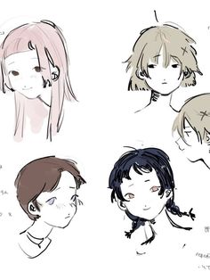 four different types of anime hair