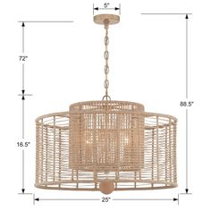 an image of a chandelier with measurements