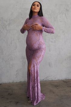 Toni Sheer Lace Maternity Gown Baby Shower Dresses Black Women, Pink Maternity Gown, Maternity Gowns For Photoshoot, Maternity Shoot Dresses, Shower Foods, Lace Maternity Gown, Pink Maternity Dress, Maternity Dresses Photography, Pastel Teal