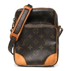 This is an authentic LOUIS VUITTON Monogram Amazone. This stylish shoulder bag is expertly crafted of classic Louis Vuitton monogram on the toile canvas. The bag features an exterior zipper pocket, an adjustable Monogram canvas shoulder strap, vachetta cowhide leather trim and base corners, and brass hardware. The primary zipper opens to a terra cotta brown cross-grain leather interior with a patch pocket. Vintage Business Bags In Signature Coated Canvas, Designer Monogram Canvas Shoulder Bag For Business, Designer Monogram Canvas Bags With Zipper Closure, Classic Monogram Canvas Crossbody Shoulder Bag, Vintage Travel Bag In Signature Coated Canvas, Business Bags With Zipper In Monogram Canvas, Vintage Bags With Leather Trim And Coated Canvas, Luxury Shoulder Bag In Signature Coated Canvas With Zipper, Luxury Signature Coated Canvas Shoulder Bag With Zipper