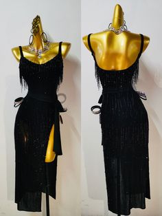 All dresses are custom made based on your measurements and will take 35-40 days for production and 1-2 weeks for delivery. Urgent order is available at additional cost. All prices in the listings are based on XS/S size, if you have a different size, the cost may increase due to more fabric and embellishments are required to keep the visual effect of the same design. You may share your height weight bust waist hip measurements with us to confirm your price before placing an order. You may alter t Black Tango Dress, Black Salsa Dress, Ballroom Rhythm Dress, Black Dress With Boning For Gala, Fitted Floor-length Dress With Boning, Floor-length Party Dresses With Boning, Party Dress With Customizable Length And Fitted Bodice, Customizable Length Dress With Fitted Bodice For Party, Fitted Bodice Dress With Boning For Evening