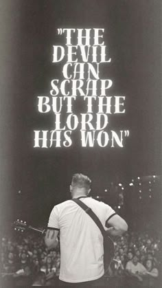 the devil can scrap but the lord has won poster with man in white t - shirt