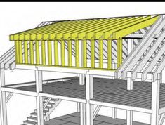 a drawing of a wooden structure with stairs