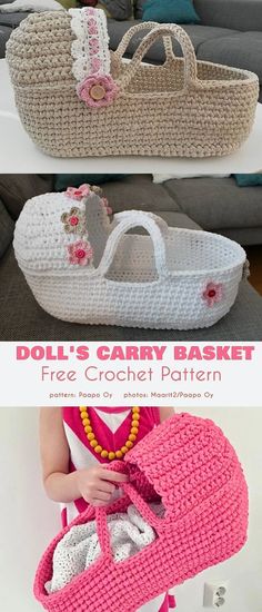 crochet doll carry basket free pattern with instructions to make it in any size