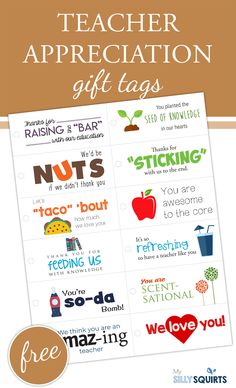 teacher appreciation gift tags with the words teachers appreciation on them and an image of apples