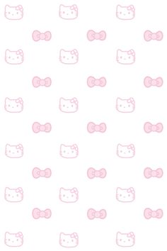 hello kitty wallpaper in pink and white with bow ties on it's head