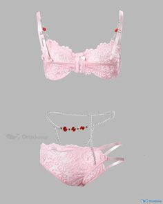 OrcaJump - Exquisite Lace Lingerie Set with Chain Embellishments Elegant String Bra For Wedding, Elegant String Wedding Bra, Elegant Wedding String Bra, Party String Bra With Lace Trim, Lace String Bra For Party, Party Lace Trim String Bra, Chain Decor, Lace Neckline, Lace Lingerie Set