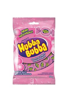 a bag of bubble gummy candy on a white background