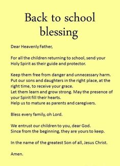 the back to school blessing for children