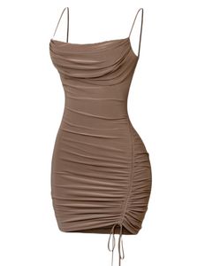 Brown Ruched Dress, Mocha Dress, Classy Prom Dresses, Pretty Prom Dresses, Cowl Neckline, Really Cute Outfits