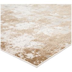 a beige and white rug with an abstract design