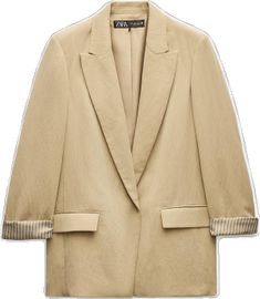 Elegant Brown Collared Blazer, Beige Collared Blazer For Work, Beige Collared Blazer For Workwear, Zara Brown Single Breasted Blazer, Zara Brown Single-breasted Blazer, Zara Brown Blazer For Work, Zara Blazer With Suit Collar For Work, Beige Zara Blazer For Work, Zara Beige Tailored Blazer