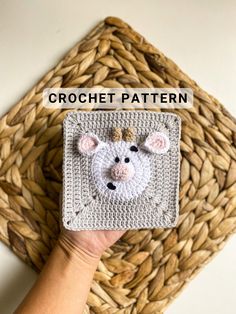 a crochet mouse is shown with the words crochet pattern on it