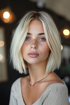 Add a touch of retro glamour with 15 blunt bobs adorned with vintage waves, a dominating style that's both nostalgic and chic. Kort Bob, Short Blonde Bobs, Blonde Bob Hairstyles, Chin Length Hair, Short Blonde, Short Blonde Hair, Hair Dos, Bobs Haircuts