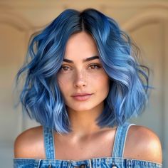 21 Blue Hairstyle Ideas: Infuse Your Hair with Captivating Hues and Styles Blue Hairstyles, Blue Short Hair, Haircolor Ideas, Blue Bob, Blue Dip Dye, Long Pixie Hairstyles, Mermaid Waves, Hair Color Techniques, Afro Puff